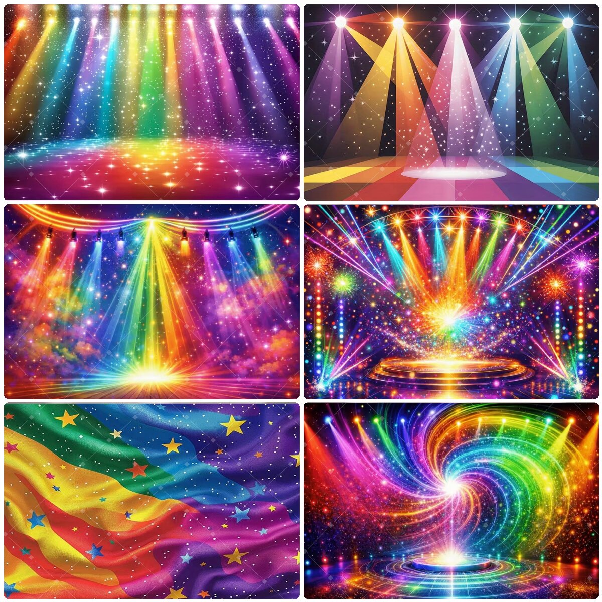 Photography Lighting Background - Kolorowe Tęczowe Światło Sceniczne Tło Brokat