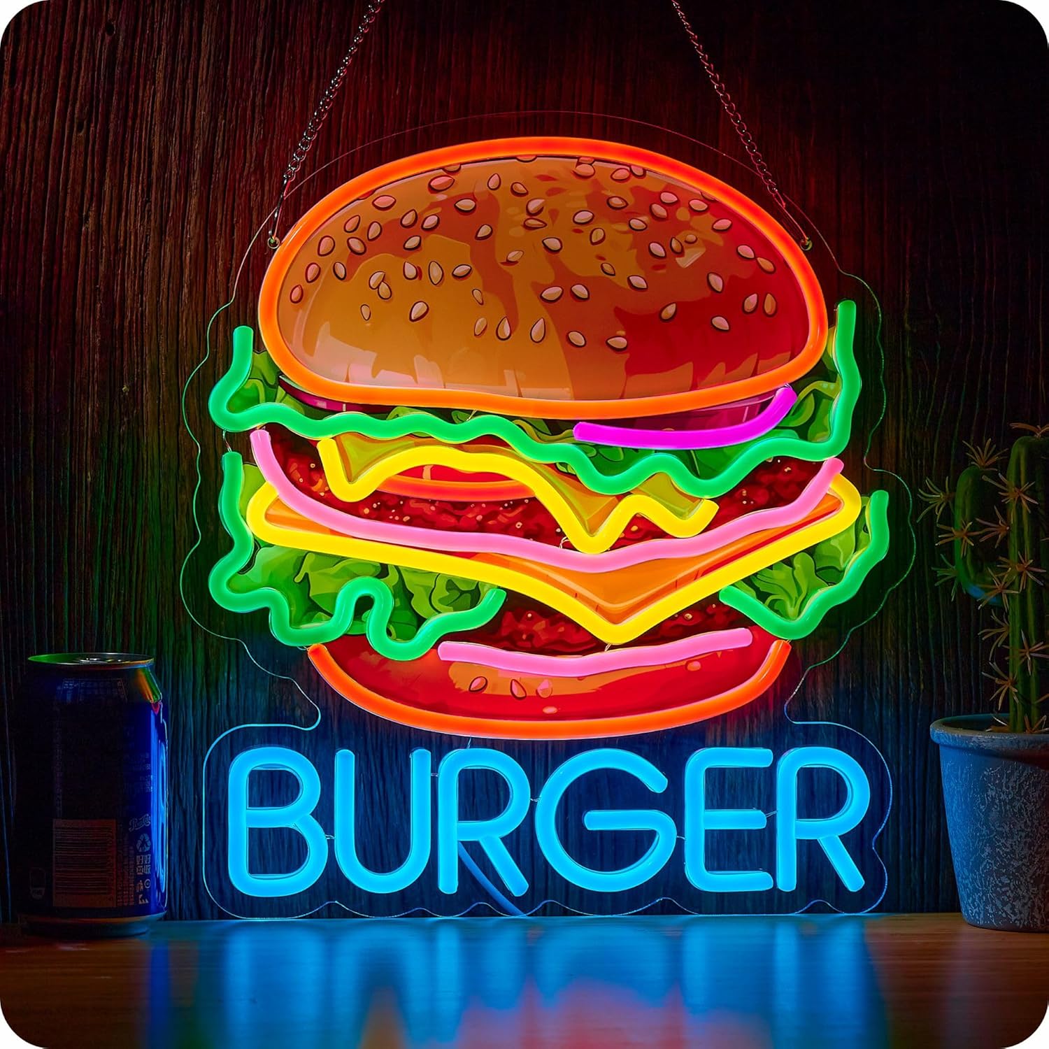 Photography Lighting For Food - Neonowy Znak Burger – Dekoracyjne Oświetlenie