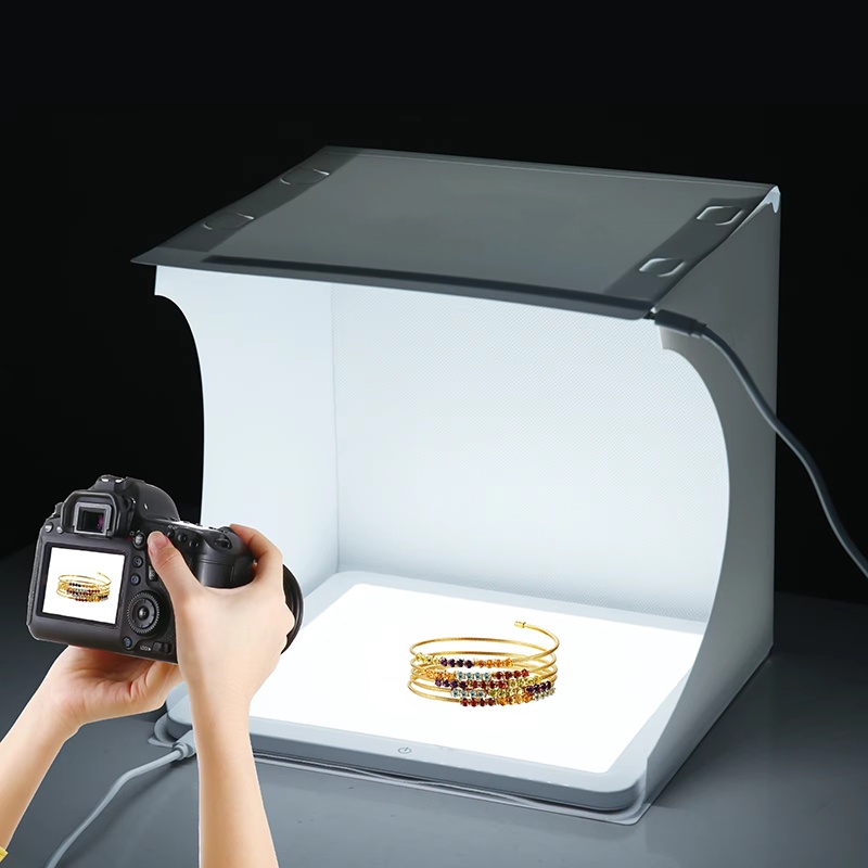 Photography Lighting Background - 20cm Przenośny Fotostudio Składany z Oświetleniem